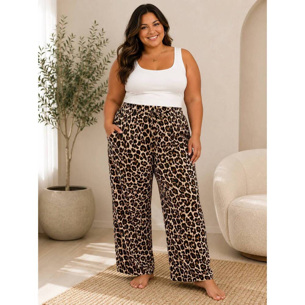 NEW SPIN wild side leopard lounge pant - plus in multi